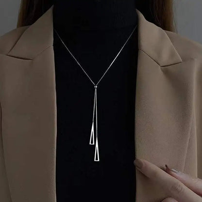 Unique Geometric Triangular Snake Long Chain Necklace