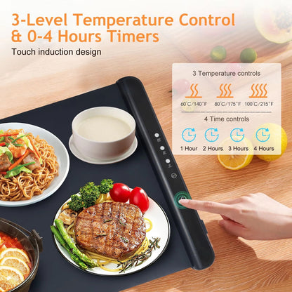 High-quality foldable food heating pad hot plate with adjustable temperature and safety features