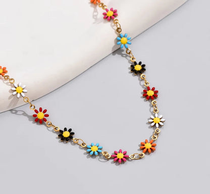 Sunflower Multicolor Minimalist Elegant Vibrant Necklace