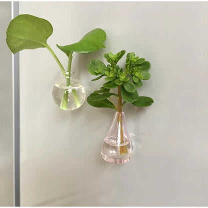 3D Plant Flower Ceramic Megnetic Vase for Kitchen Office Decoration