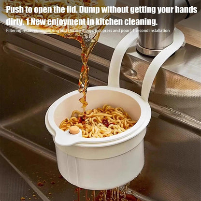 Sink Strainer Basket Automatic Food Waste Drain Basket with Removable Bottom