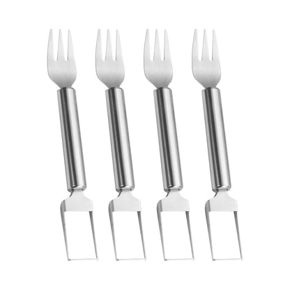 2-In-1 Watermelon Fork Slicer Cutter, Dual Head Stainless Steel Fruit Forks Slicer Knife