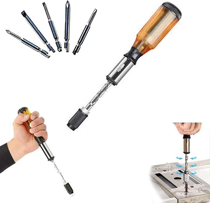 5 in 1 Push Pull Ratchet Screwdriver with 5 Replaceable Heads