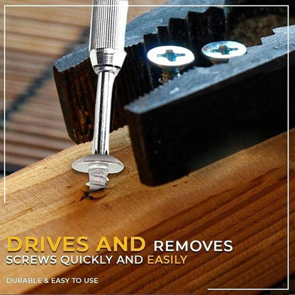 5 in 1 Push Pull Ratchet Screwdriver with 5 Replaceable Heads