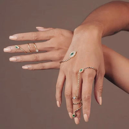 Crystal Adjustable Fingers Bangle Hand Jewelry Bracelet