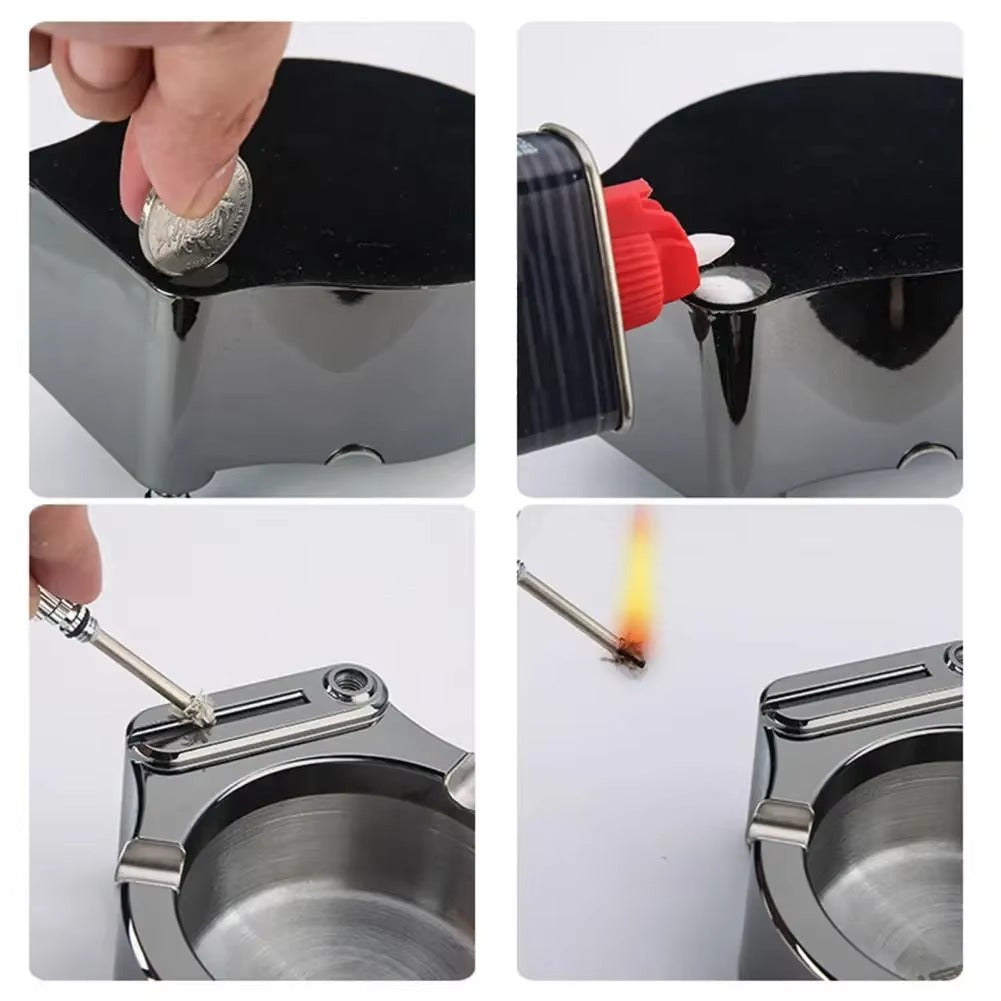 Retro Cigarette Ashtray Cigar Ashtray Million Matches Lighter Car Home Men's Storage Rack Decoration