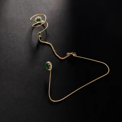 Crystal Adjustable Fingers Bangle Hand Jewelry Bracelet