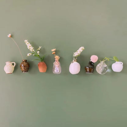 3D Plant Flower Ceramic Megnetic Vase for Kitchen Office Decoration