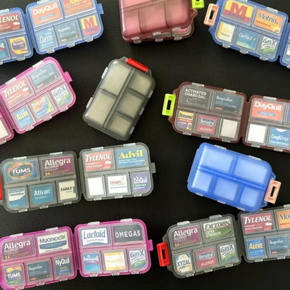 10 Campartments Pill Case, Mini Pharmacy