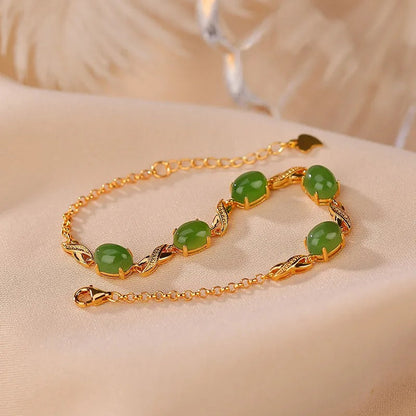 Golden Chain Green Emerald Stone Bracelet for weddings