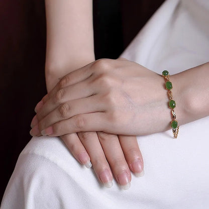 Golden Chain Green Emerald Stone Bracelet for weddings