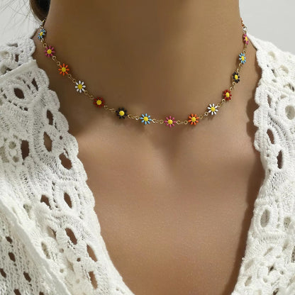 Sunflower Multicolor Minimalist Elegant Vibrant Necklace