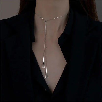 Unique Geometric Triangular Snake Long Chain Necklace