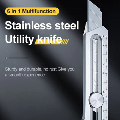 6 in 1 Multifunction Stainless Steel Utility Knife with five blades