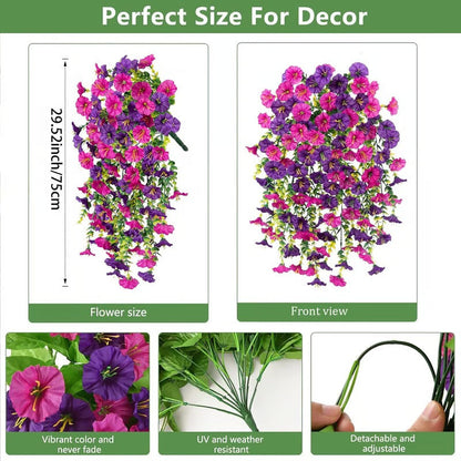 30 inch long UV Resistant Hanging Artificial Morning Glory Vine