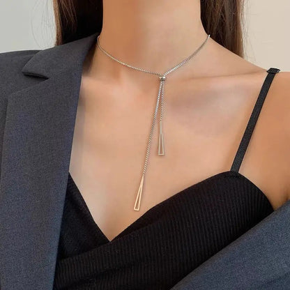 Unique Geometric Triangular Snake Long Chain Necklace